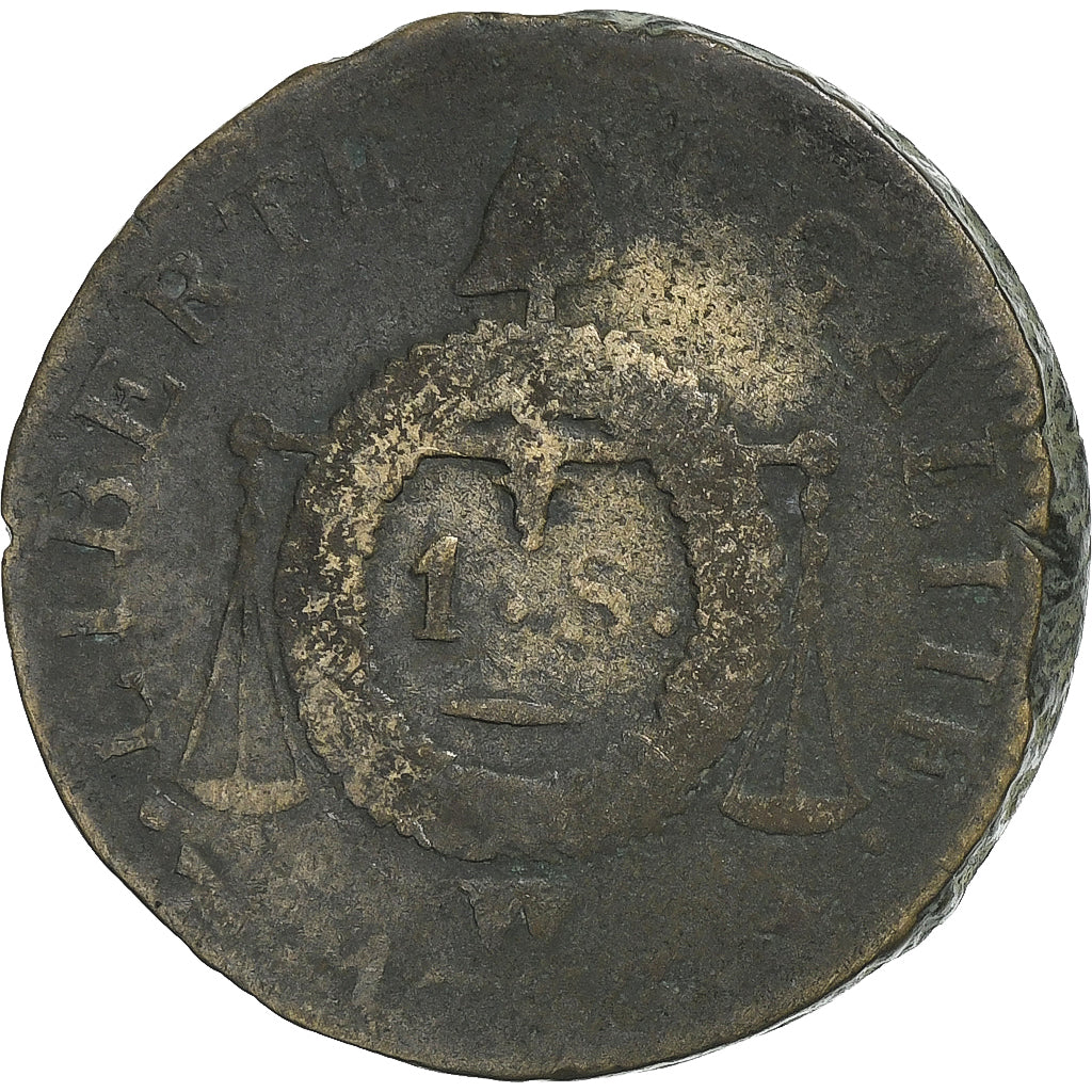 France, Sol à la balance Françoise, 1793 / AN II, Lille, Métal de cloche, TB