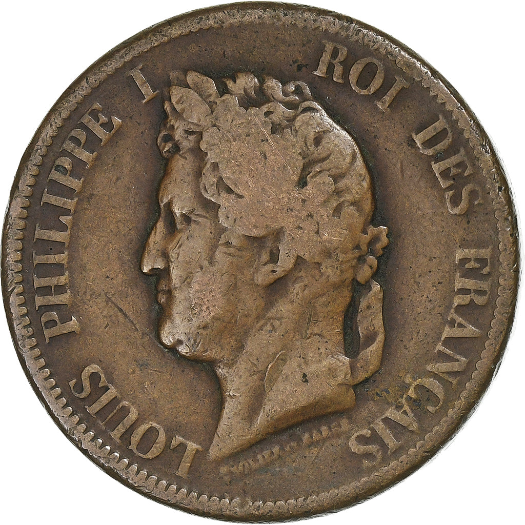 French Colonies, Louis-Philippe I, 10 Centimes, 1841, Paris, Copper, VF(30-35)