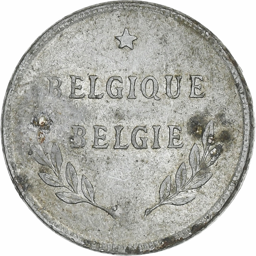 Belgium, 2 Francs, Libération, 1944, Philadelphia, Zinc Coated Steel