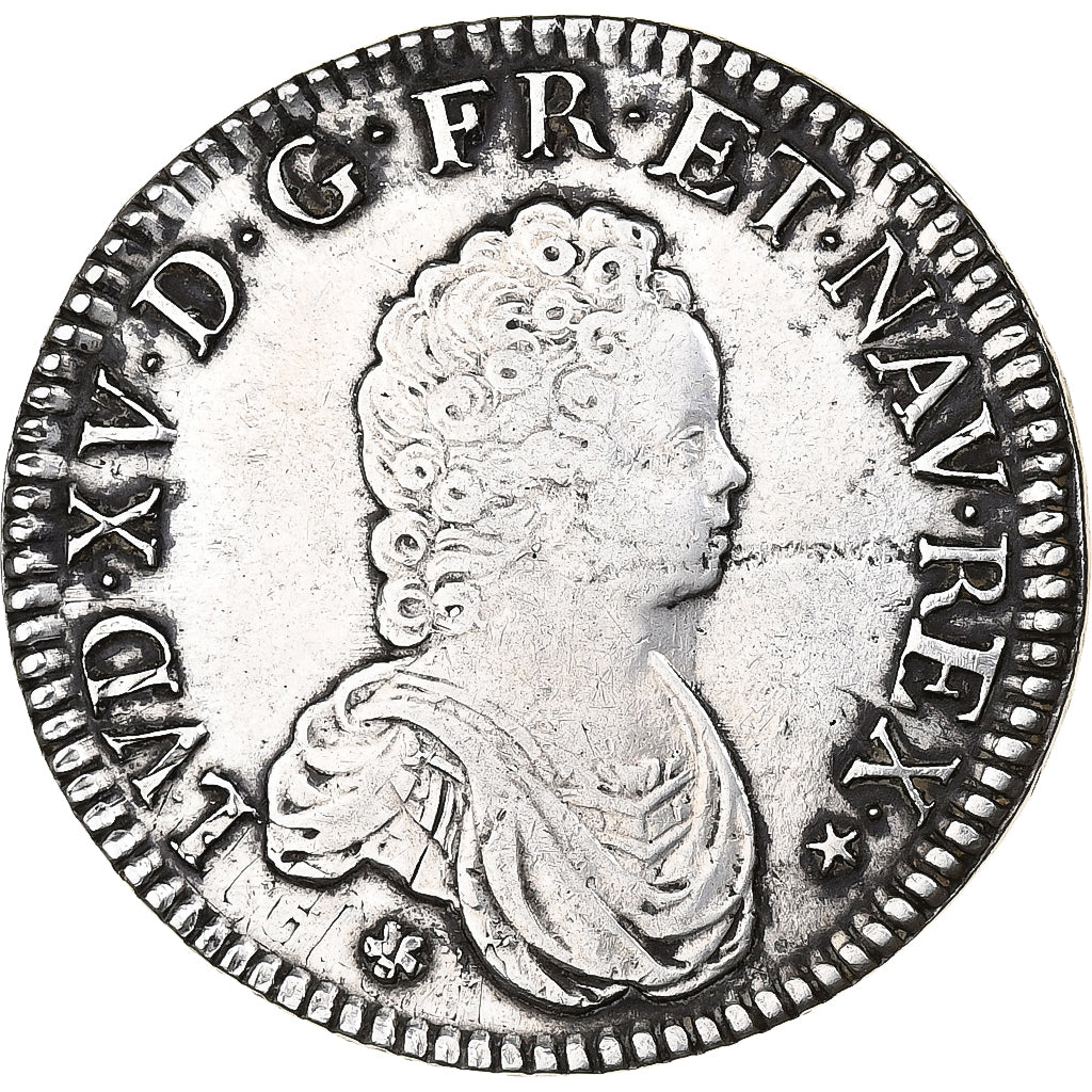 France, Louis XV, Ecu Vertugadin, 1717, Montpellier, Argent, TTB, Gadoury:317