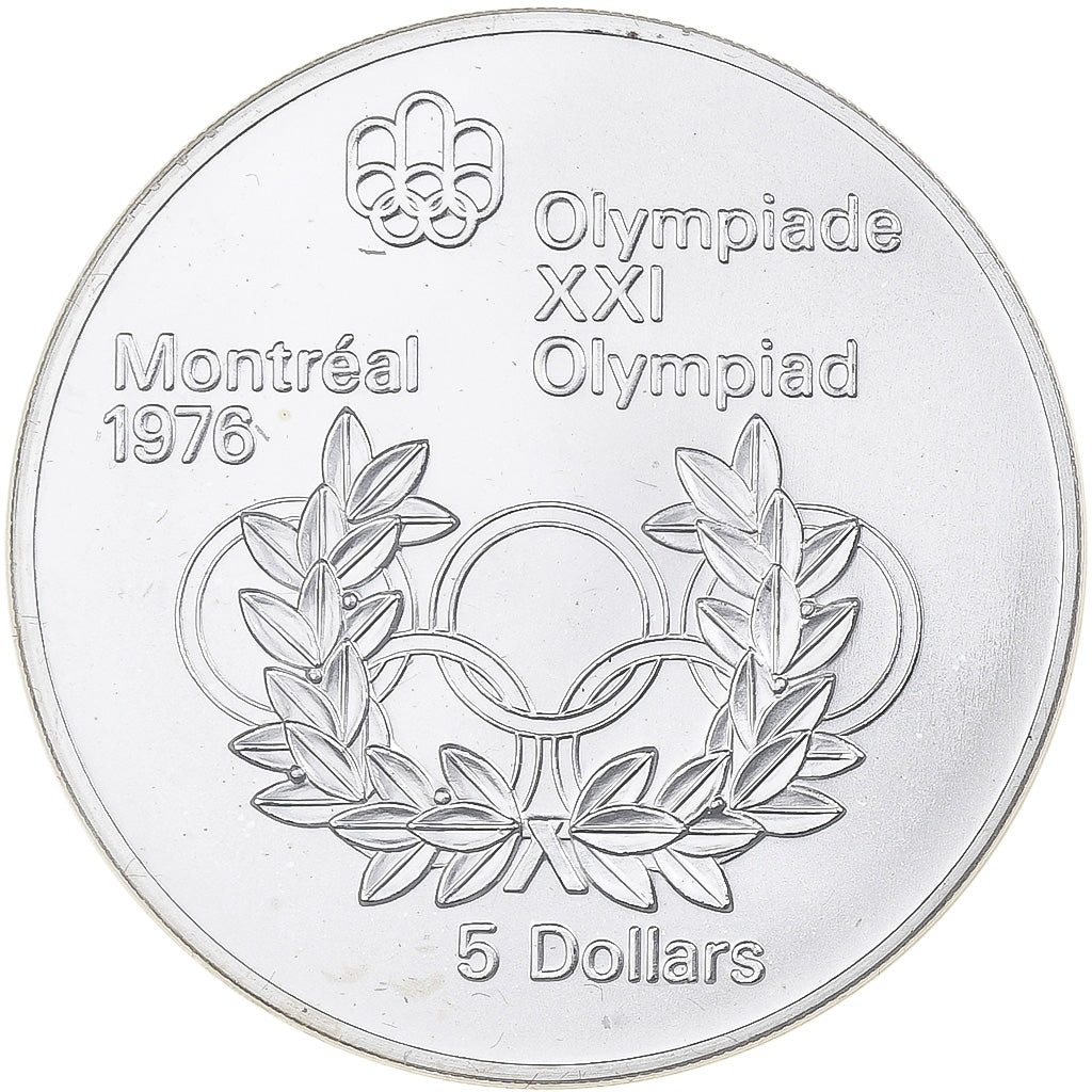 Canada, Elizabeth II, 5 Dollars, Olympic rings, 1974, Ottawa, Silver, MS(65-70)