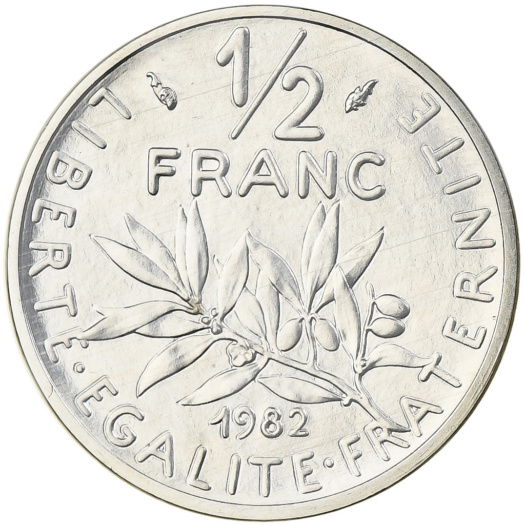 França, 1/2 Franc, Semeuse, 1982, Monnaie de Paris, Piéfort, Prata, MS(65-70)