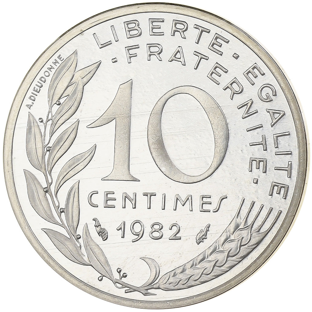 France, 10 Centimes, Marianne, 1982, Monnaie de Paris, Proof, Piéfort, Silver