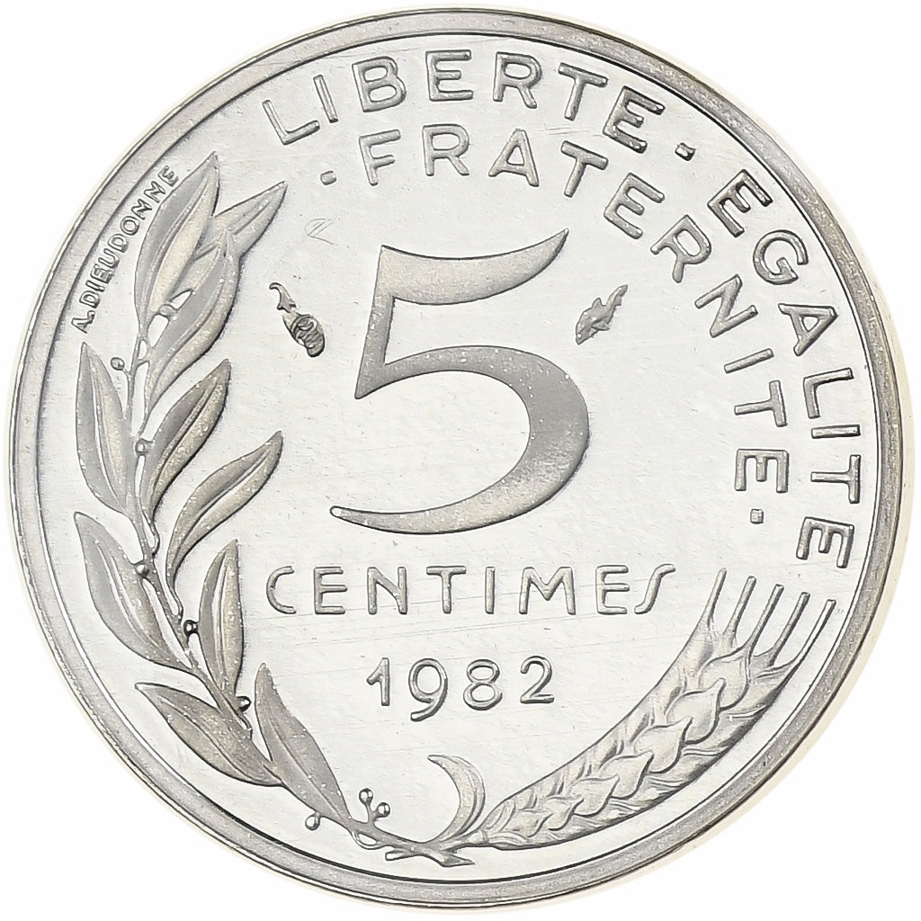 France, 5 Centimes, Marianne, 1982, Monnaie de Paris, Proof, Piéfort, Silver