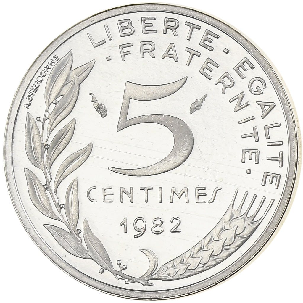 France, 5 Centimes, Marianne, 1982, Monnaie de Paris, Proof, Piéfort, Silver