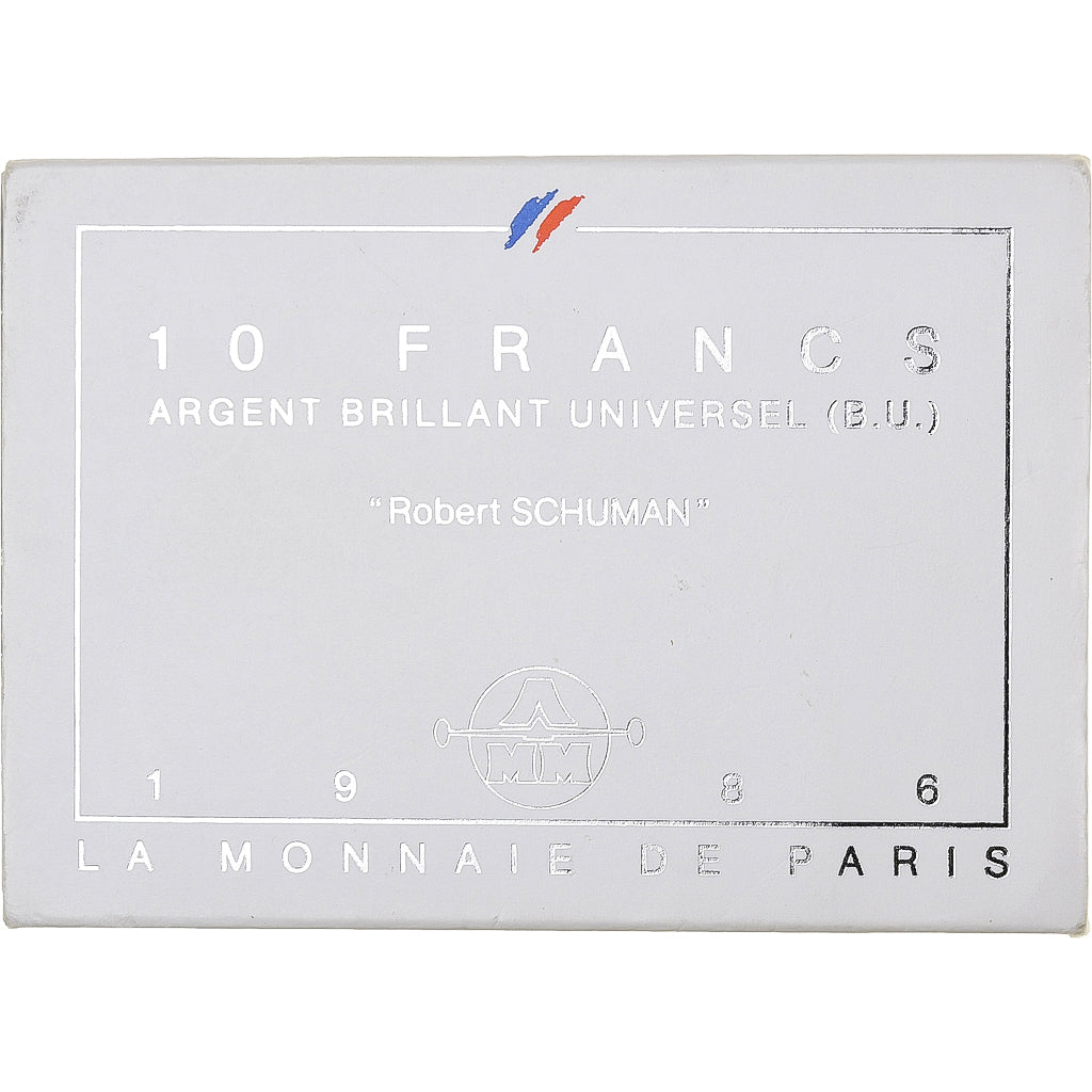 Francia, 10 Francs, Schuman, 1986, Monnaie de Paris, BU, Plata, FDC