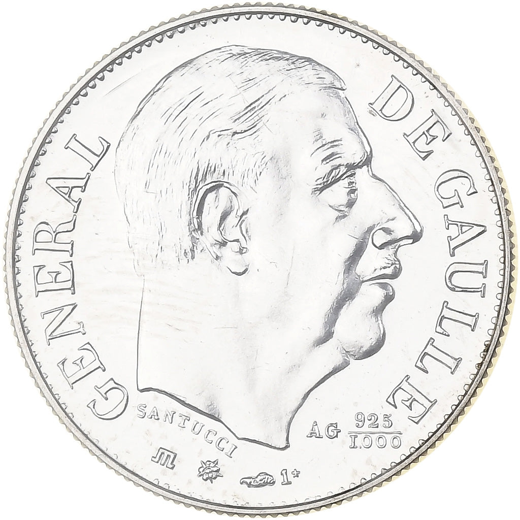 France, Token, Général De Gaulle, 1980, Monnaie de Paris, Silver, MS(65-70)