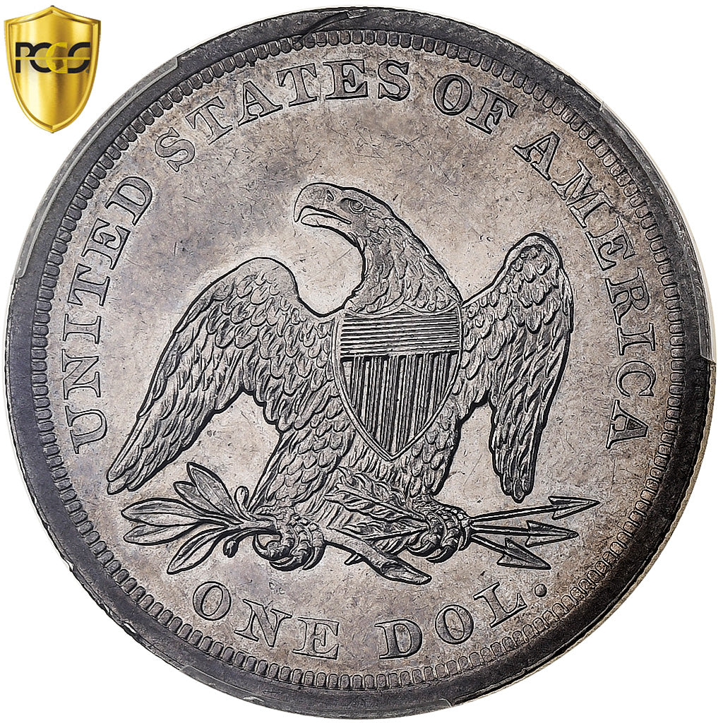 United States, 1 Dollar, Seated Liberty, 1843, Philadelphia, Silver, PCGS, AU55
