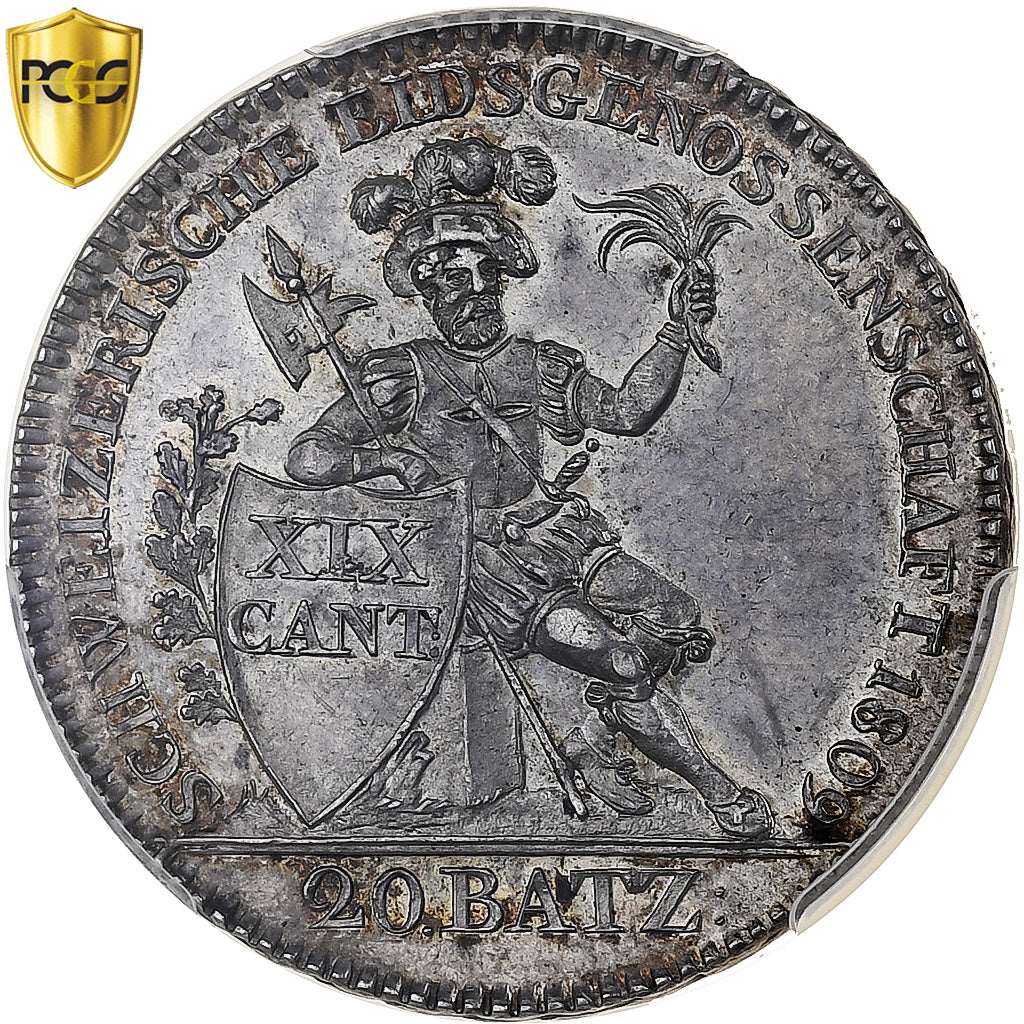 Switzerland, Canton of Aargau, 20 Batzen, 1809, Silver, PCGS, MS63, KM:17