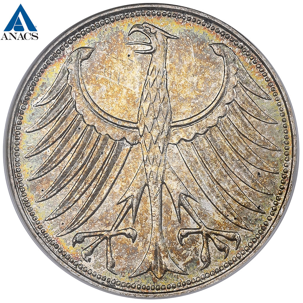 Germania, 5 Mark, 1960, Munich, Argento, ANACS, MS63, KM:112.1
