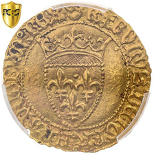 Francia, Charles VII, 1/2 écu d'or à la couronne, 1447-1461, Montpellier, Oro