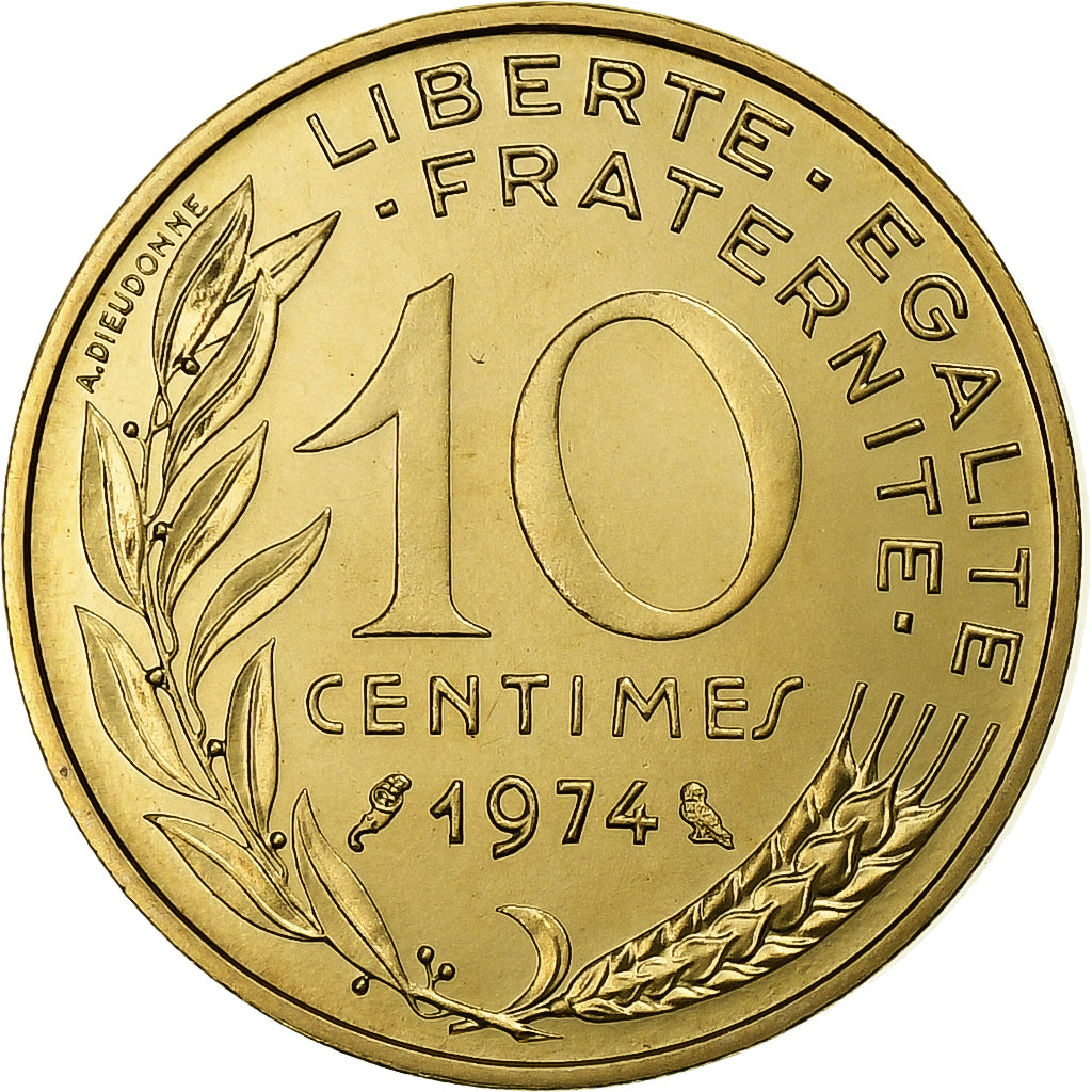 Francia, 10 Centimes, Marianne, 1974, Monnaie de Paris, série FDC