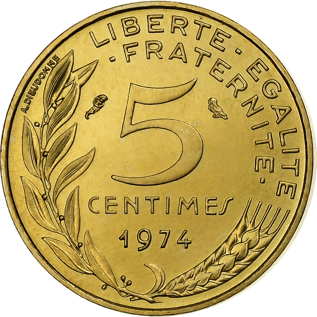 France, 5 Centimes, Marianne, 1974, Monnaie de Paris, série FDC