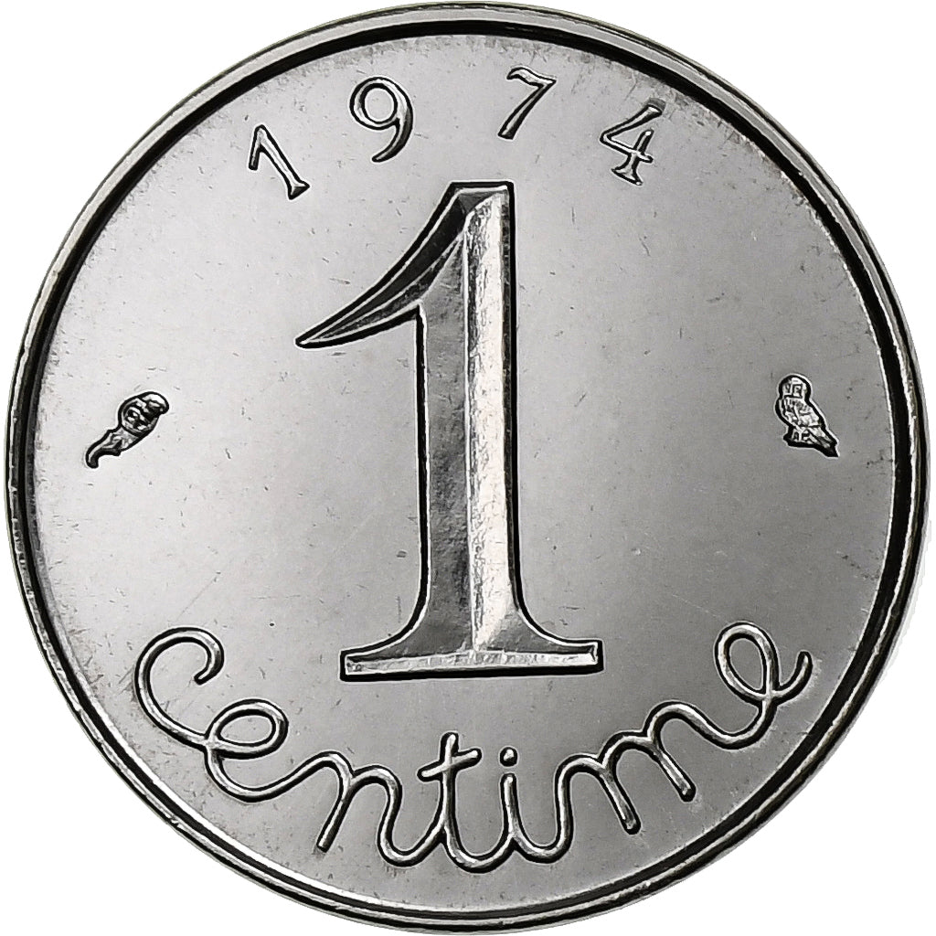 Francja, Centime, Épi, 1974, Monnaie de Paris, série FDC, Stal nierdzewna