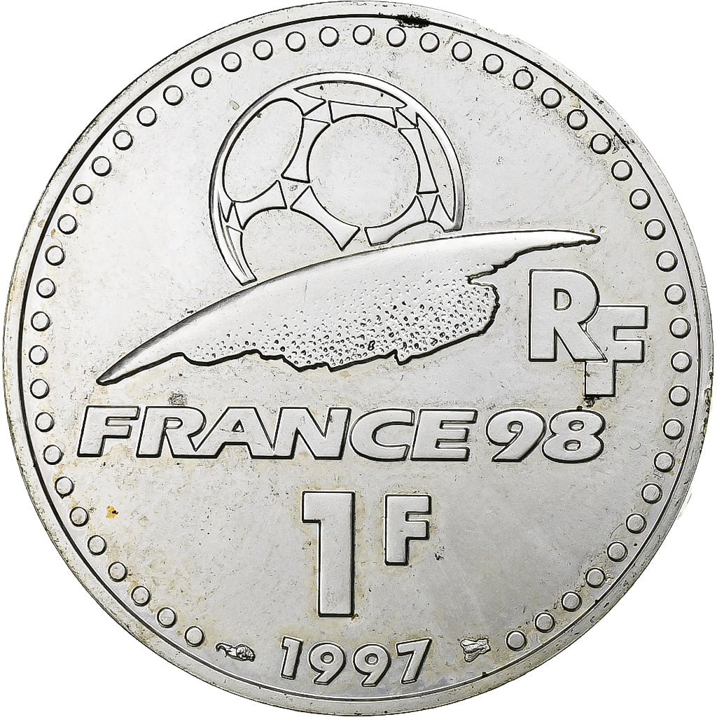 France, Franc, World Cup France 1998, 1997, Monnaie de Paris, Silver, AU(55-58)