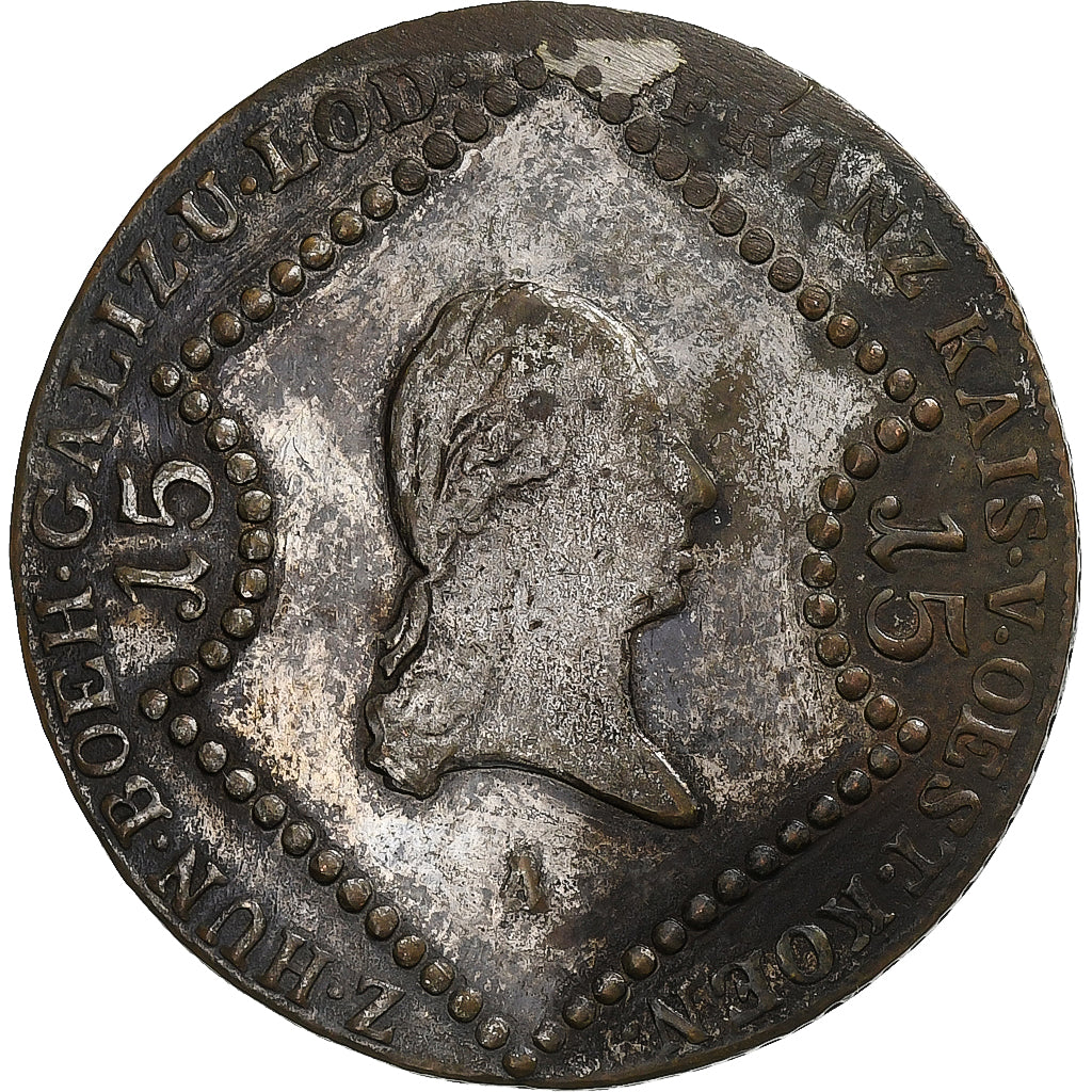 Österreich, Franz I, 15 Kreuzer, 1807, Vienna, Silvered copper, S+, KM:2138