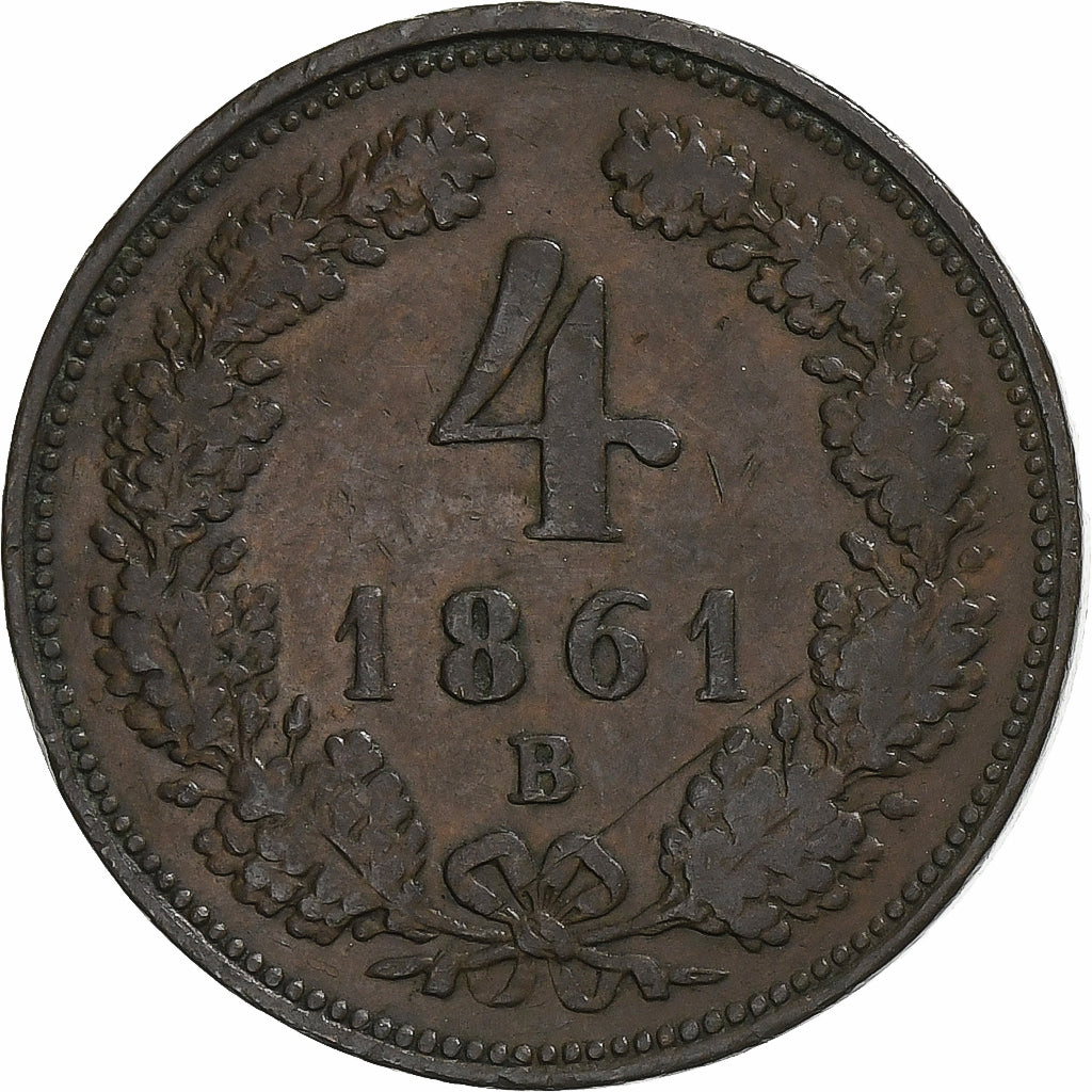 Austria, Franz Joseph I, 4 Kreuzer, 1861, Kremnica, Copper, EF(40-45), KM:2194