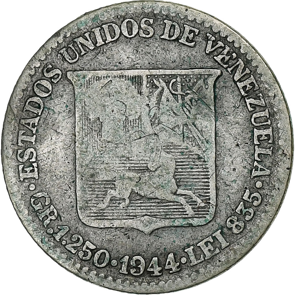 Venezuela, 25 Centimos, 1944, Denver, Argent, TB, KM:20