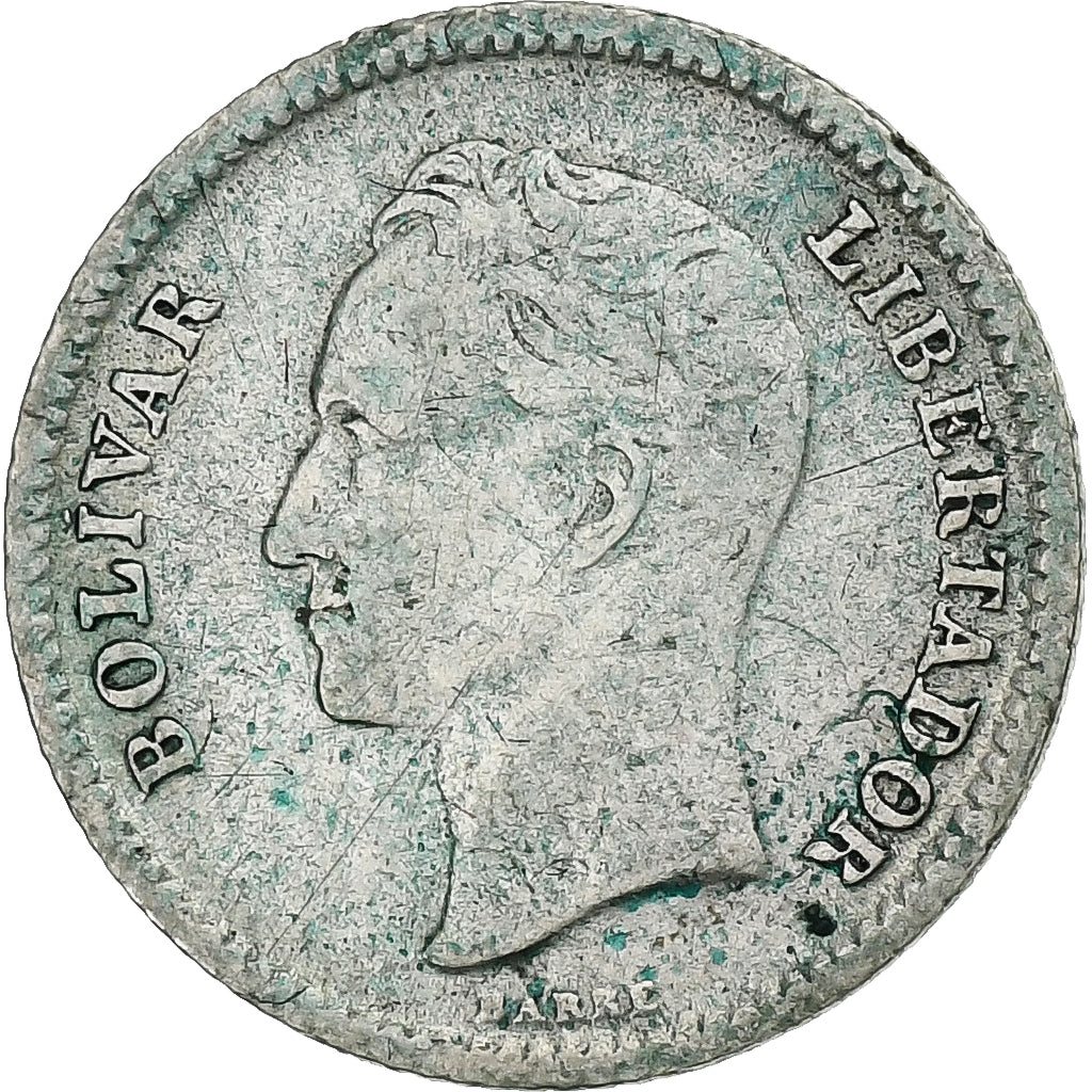 Venezuela, 25 Centimos, 1954, Philadelphia, Plata, BC+, KM:35