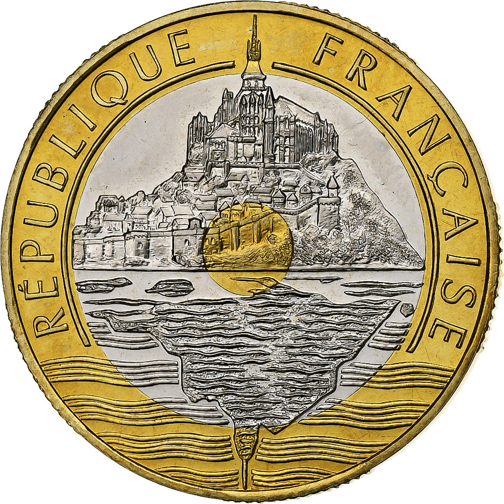 França, 20 Francs, Mont Saint-Michel, 1992, Monnaie de Paris, Pattern