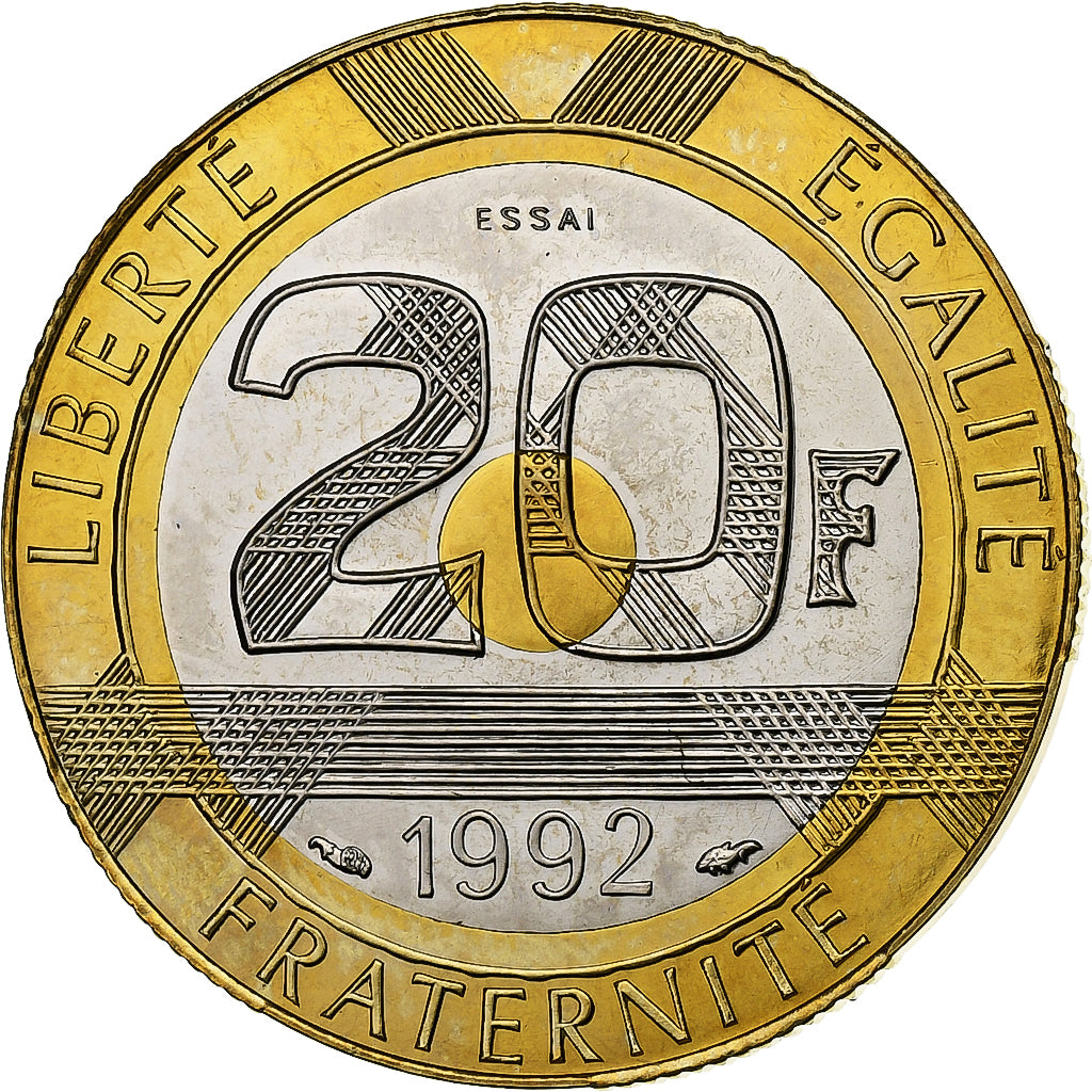 França, 20 Francs, Mont Saint-Michel, 1992, Monnaie de Paris, Pattern