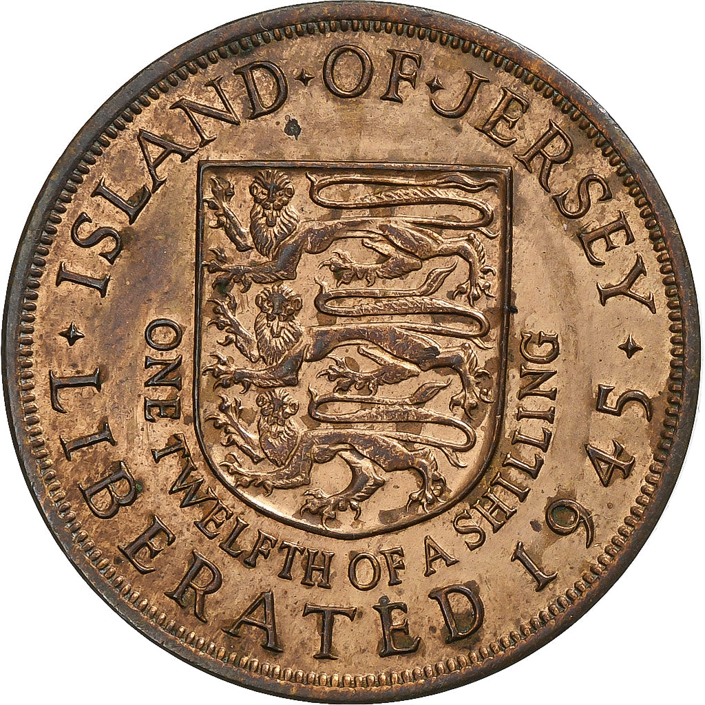 Jersey, George VI, 1/12 Shilling, Libération, 1945, London, Brązowy, MS(63)
