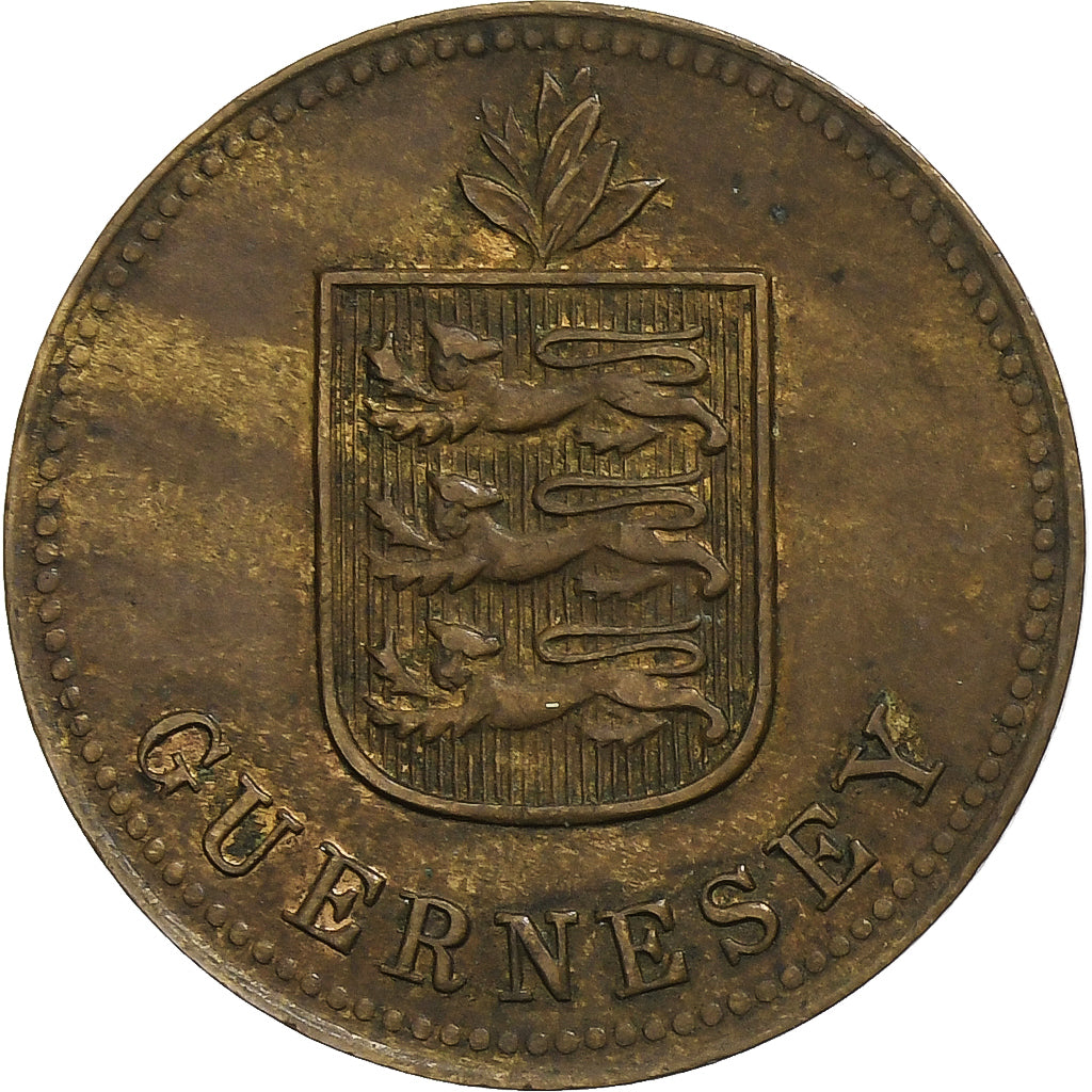 Guernsey, 2 Doubles, 1920, Heaton, Bronze Plated Copper, EF(40-45), KM:12