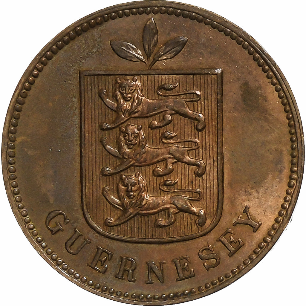 Guernsey, Double, 1893, Heaton, Bronze, UNZ+, KM:10