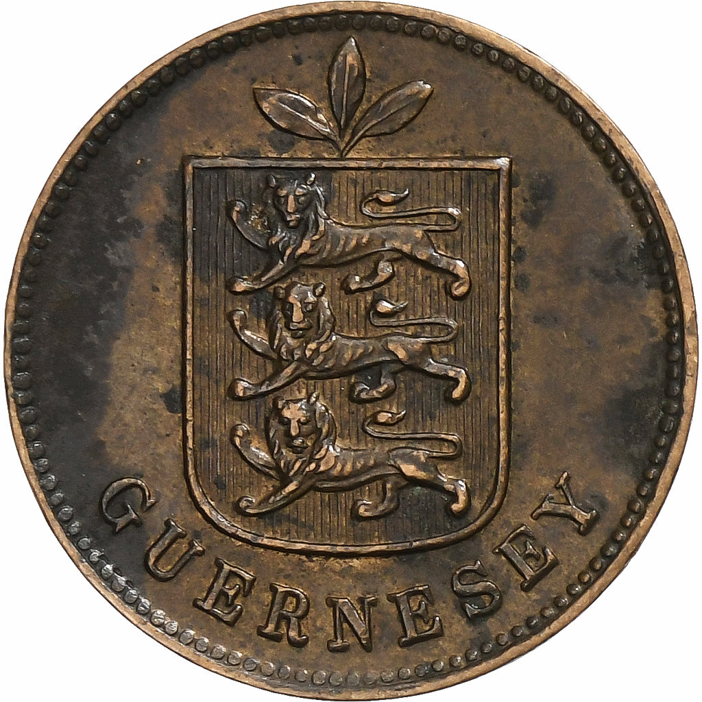 Guernsey, Double, 1899, Heaton, Bronze, UNZ, KM:10
