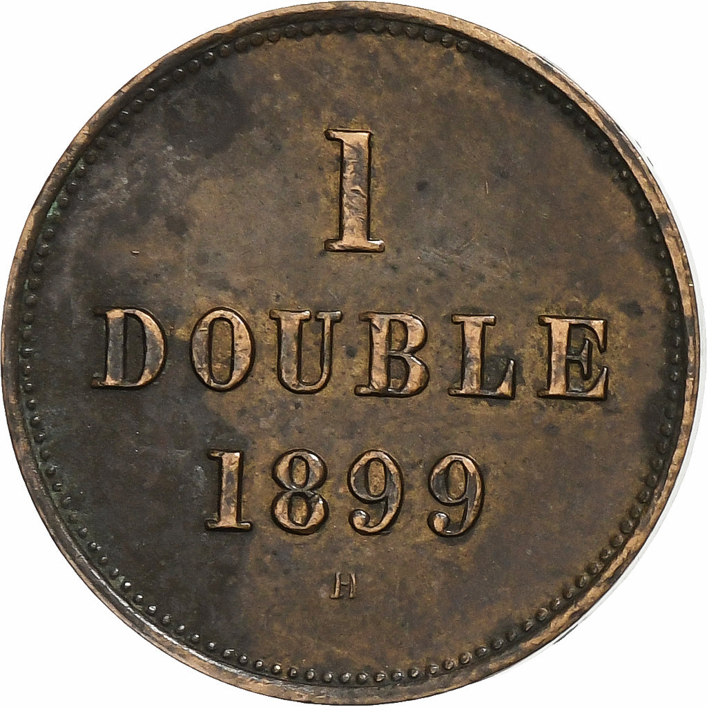 Guernsey, Double, 1899, Heaton, Bronze, UNZ, KM:10