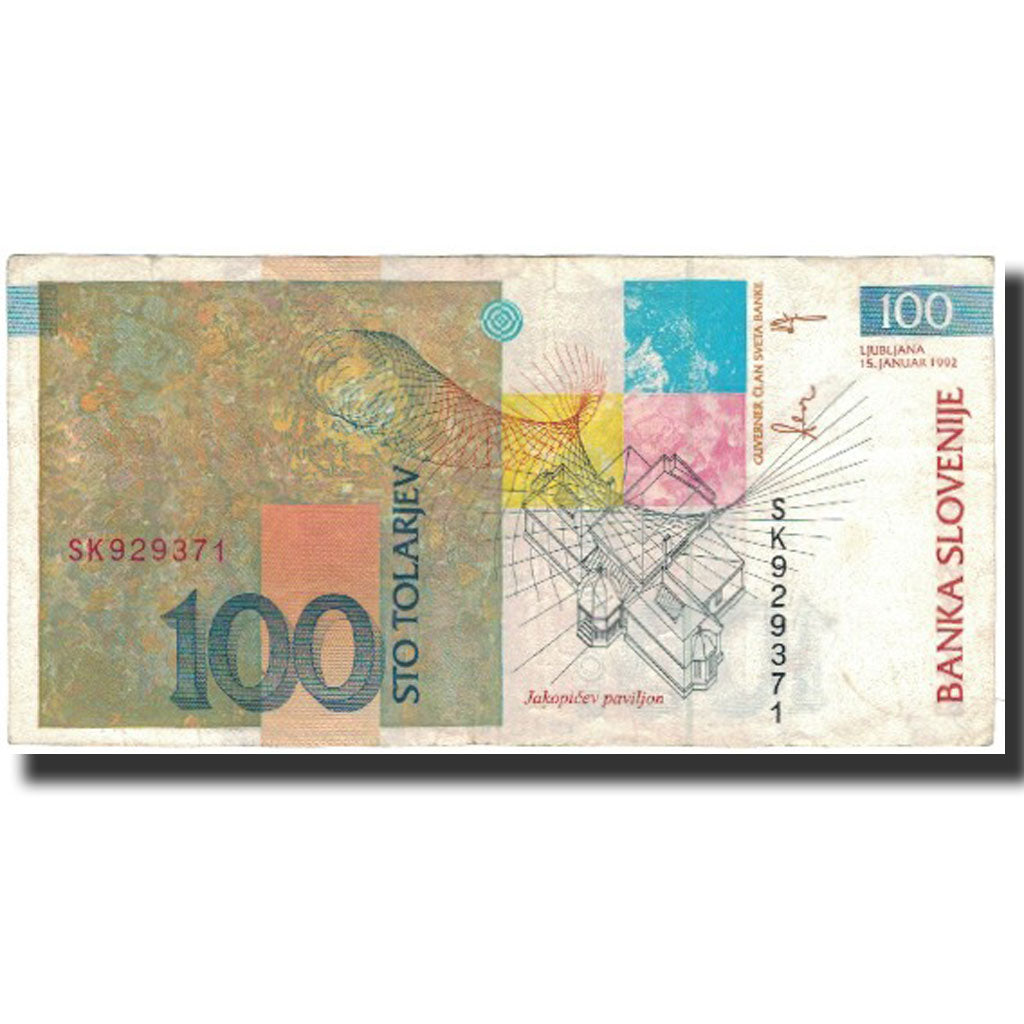 Banconote, Slovenia, 100 Tolarjev, 1992, 1992-01-15, KM:14A, BB