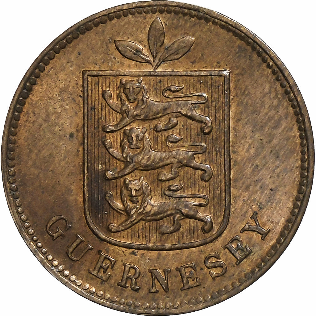 Guernsey, Double, 1903, Heaton, Bronze, AU(55-58), KM:10