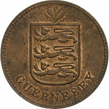 Guernsey, Double, 1911, Heaton, Bronze Plated Copper, AU(50-53), KM:11