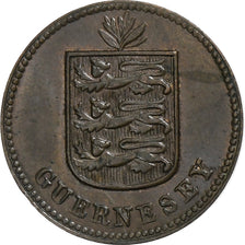 Guernsey, Double, 1914, Heaton, Bronze Plated Copper, SPL-, KM:11