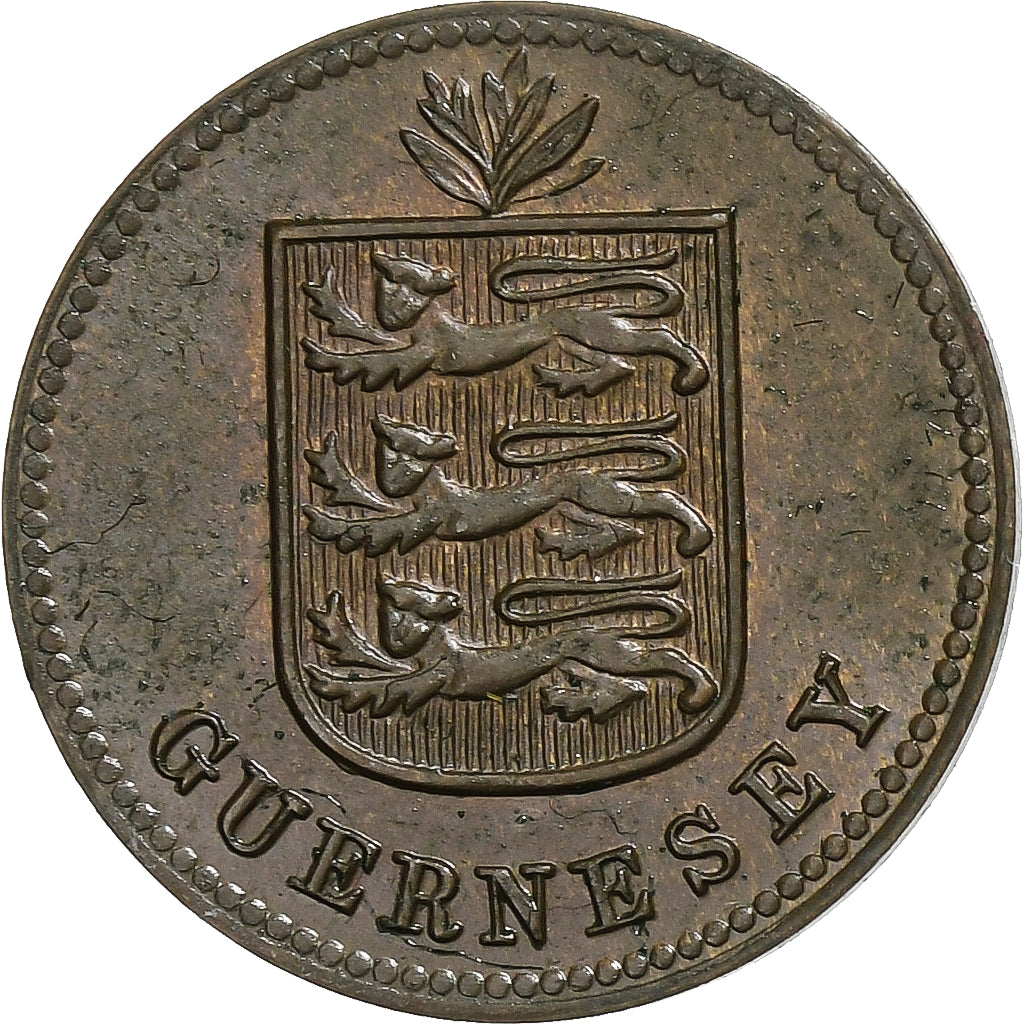 Guernsey, Double, 1938, Heaton, Bronze Plated Copper, AU(55-58), KM:11