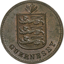Guernsey, Double, 1938, Heaton, Bronze Plated Copper, AU(55-58), KM:11