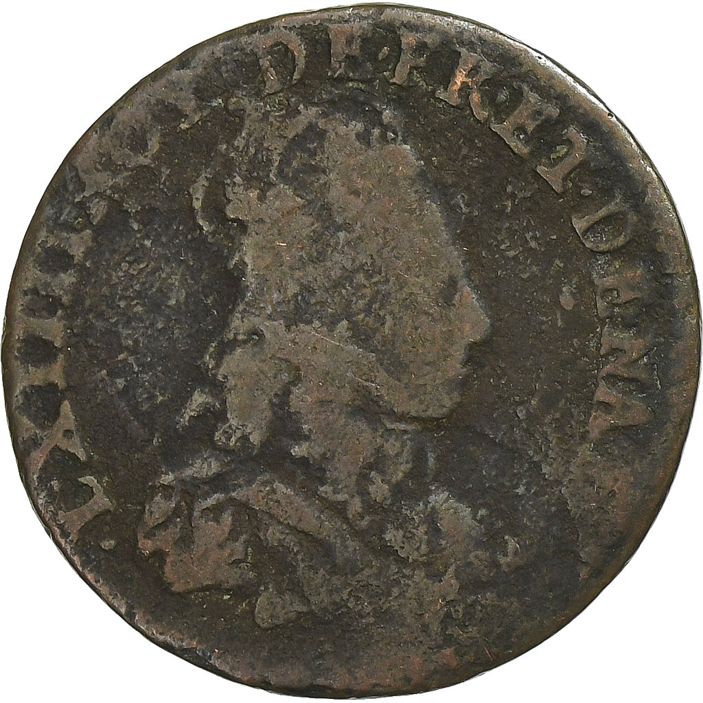 France, Louis XIV, Liard, 1655-1658, Copper, F(12-15), Gadoury:80
