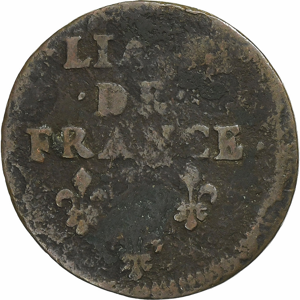 France, Louis XIV, Liard, 1655-1658, Copper, F(12-15), Gadoury:80