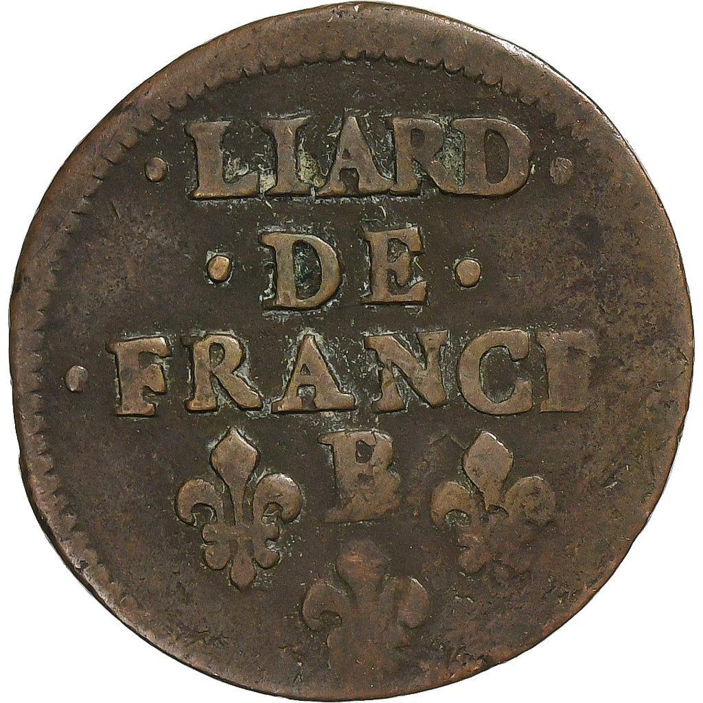Frankreich, Louis XIV, Liard, 1655, Pont-de-l'Arche, Kupfer, S, Gadoury:80