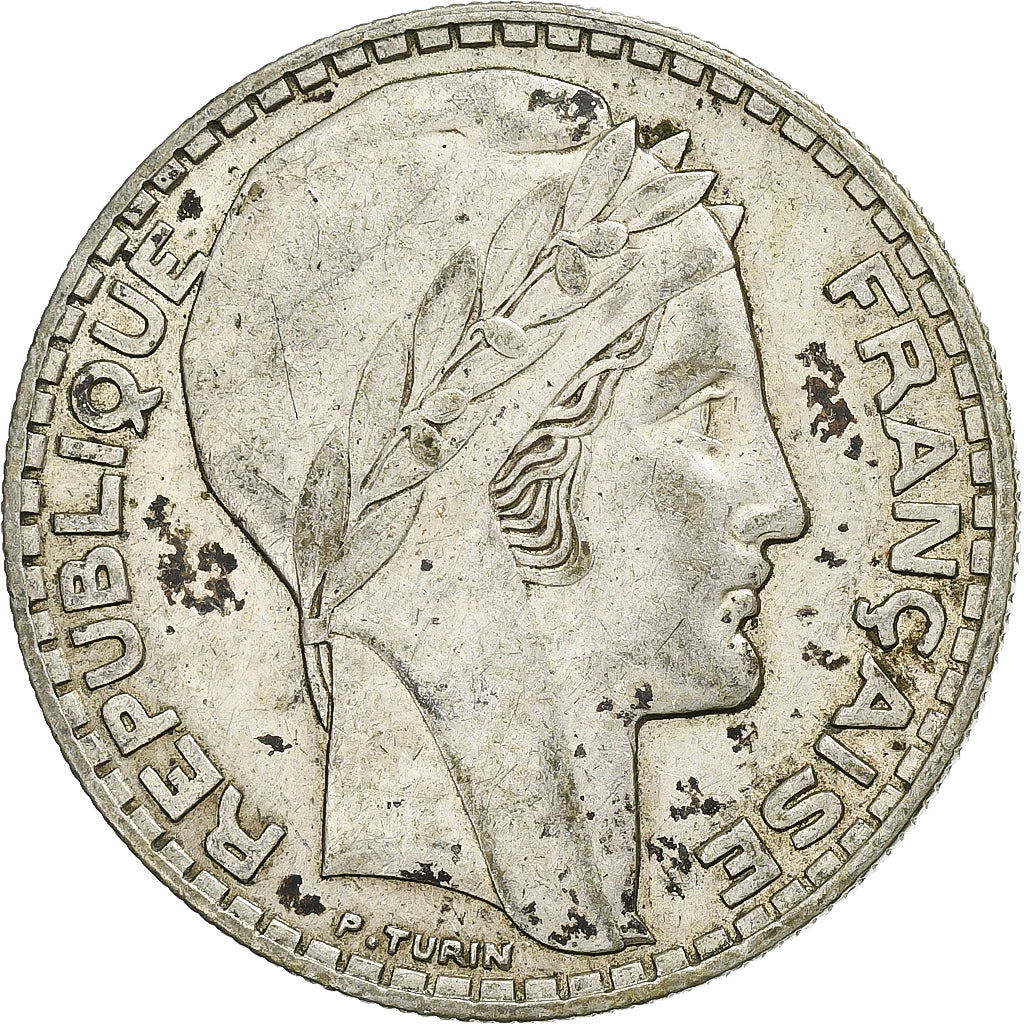 França, 20 Francs, Turin, 1933, Paris, Prata, EF(40-45), Gadoury:852, KM:879
