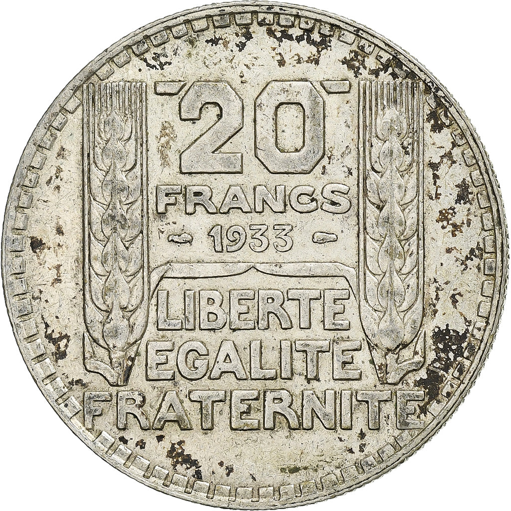 França, 20 Francs, Turin, 1933, Paris, Prata, EF(40-45), Gadoury:852, KM:879