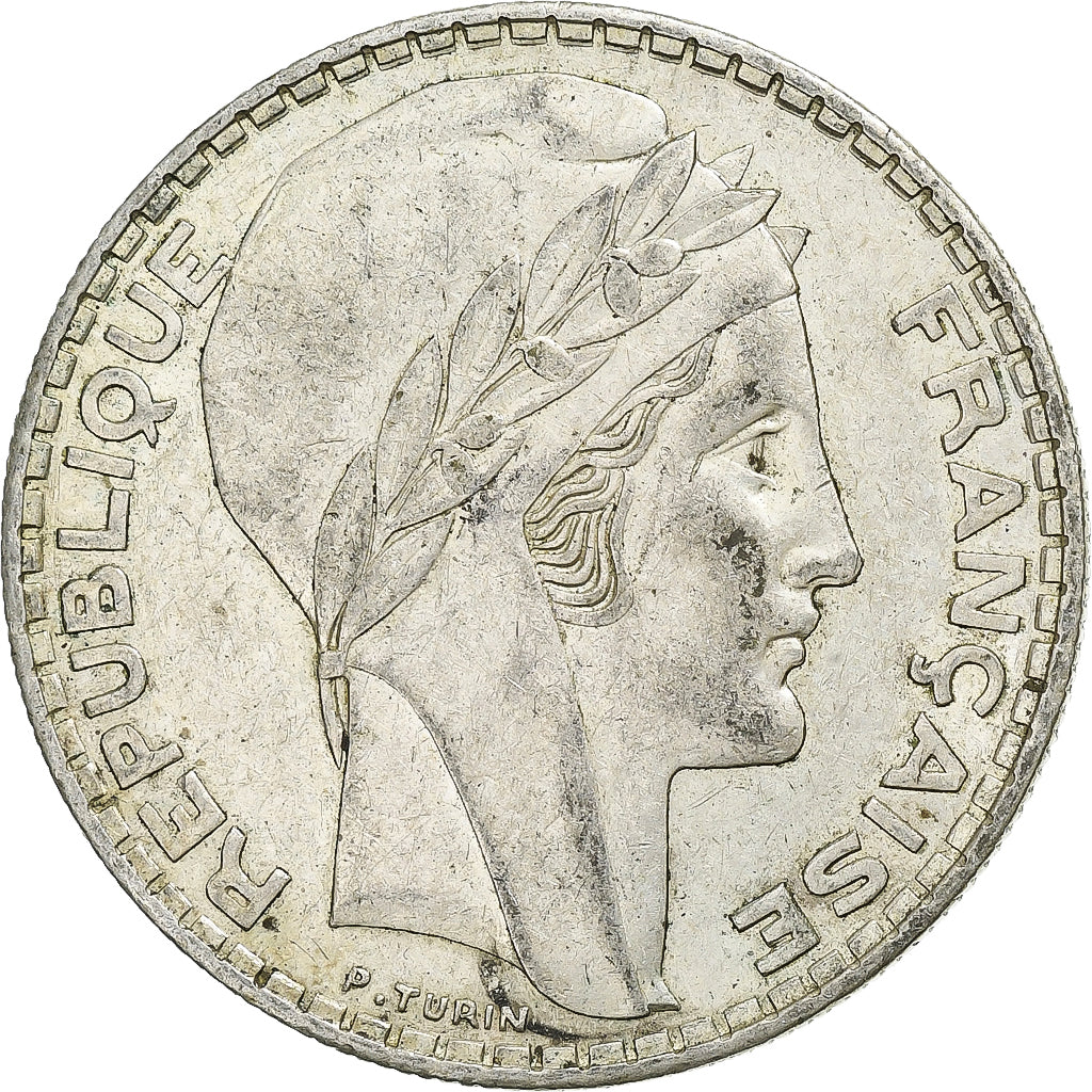 Francia, 20 Francs, Turin, 1938, Paris, Argento, BB+, Gadoury:852, KM:879