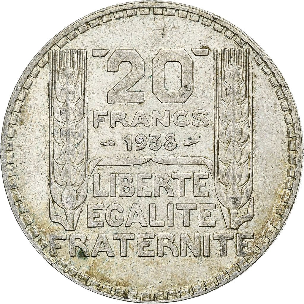 Francia, 20 Francs, Turin, 1938, Paris, Argento, BB+, Gadoury:852, KM:879