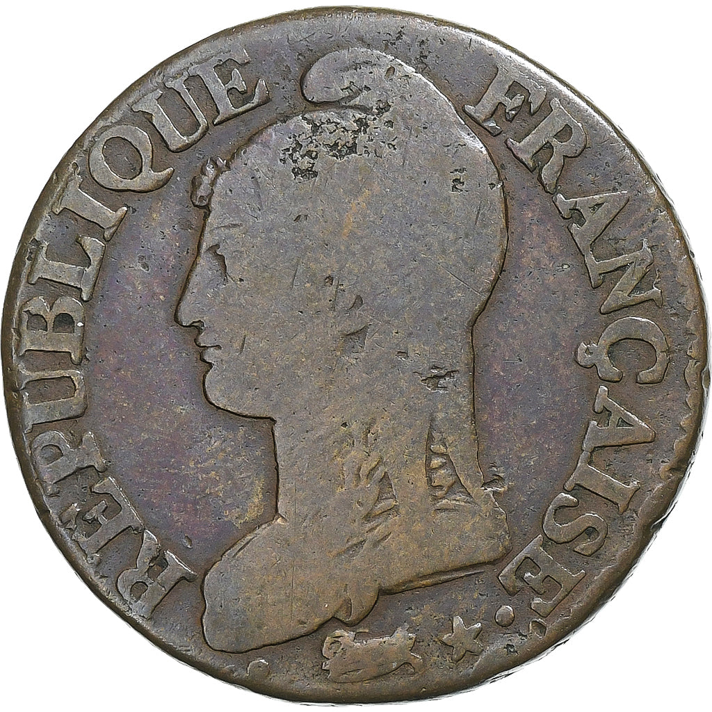 France, Decime, Dupré, AN 4, Paris, Petit module, Cuivre, TB, Gadoury:184