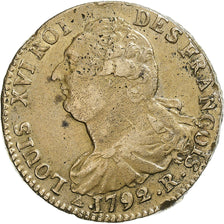 Francia, Louis XVI, 2 sols François, 1792 / AN 4, Orléans, Rame, BB