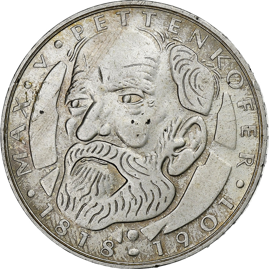 Germany, 5 Mark, Max Pettenkofer, 1968, Munich, Silver, AU(50-53), KM:123