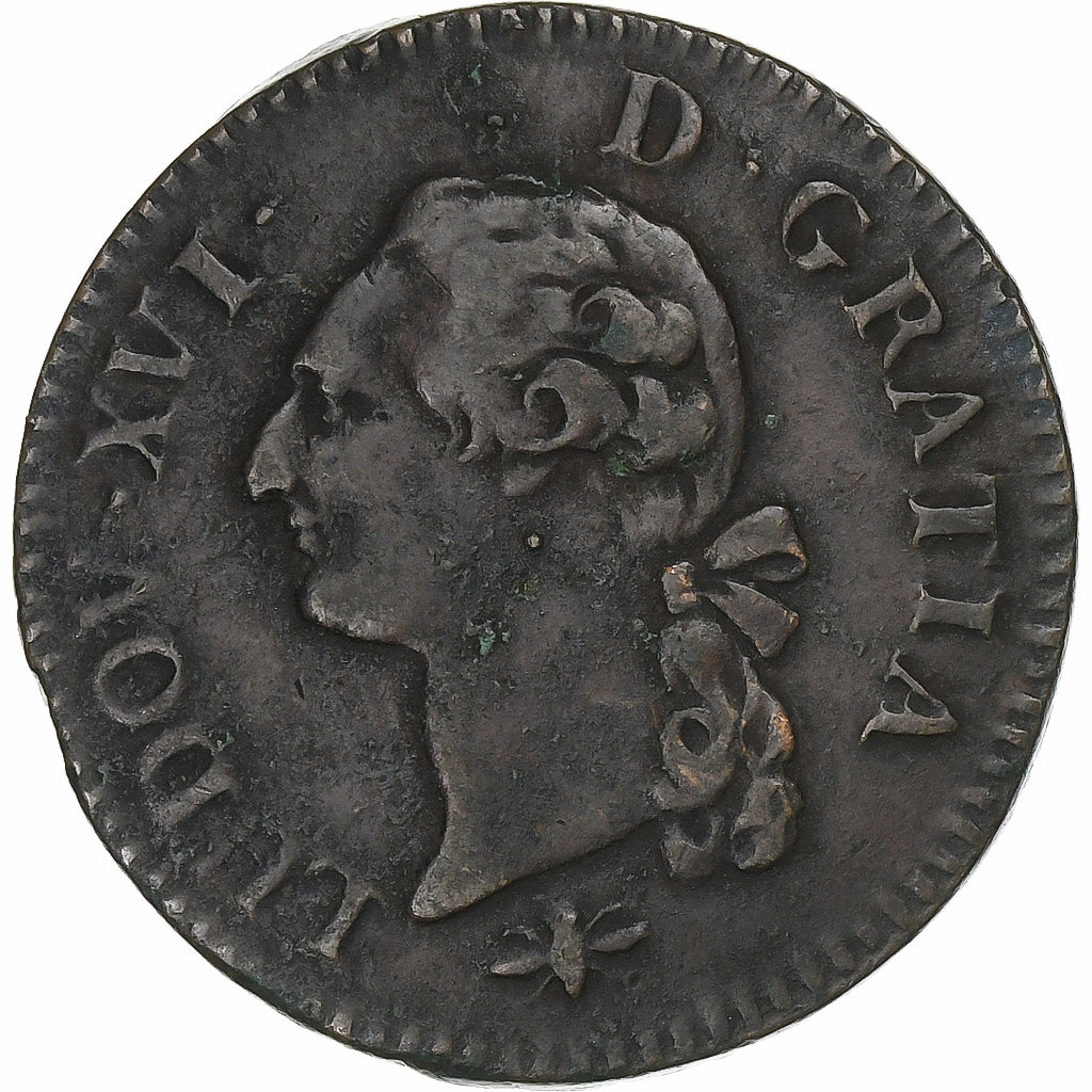 Francia, Louis XVI, Sol, 1791, Lyon, Cobre, MBC, Gadoury:356