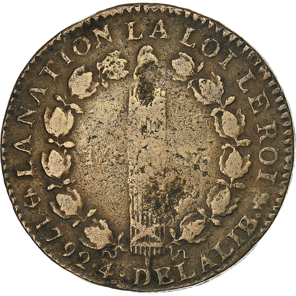 France, Louis XVI, 12 deniers françois, 1792⸱4, La Rochelle, Copper