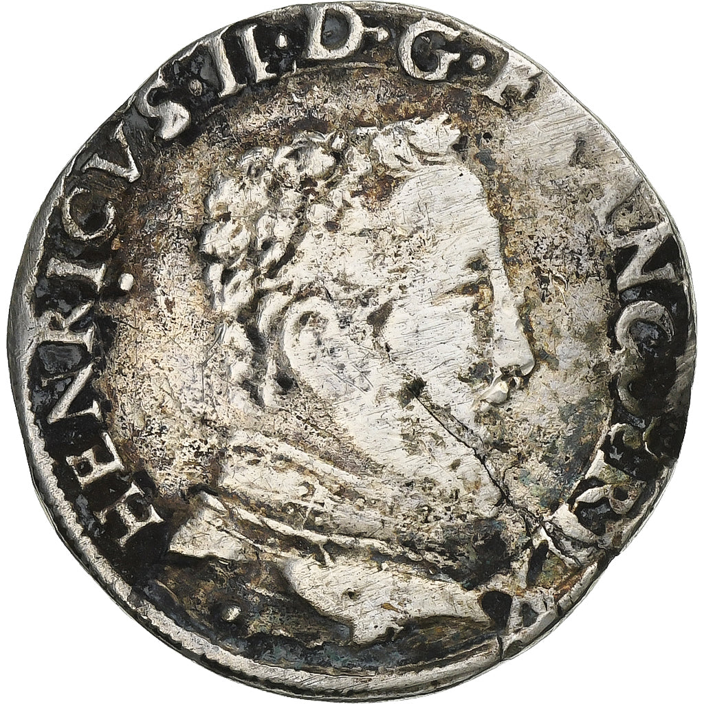 França, Henri II, Teston, 1557, Toulouse, Prata, VF(20-25), Gadoury:373D