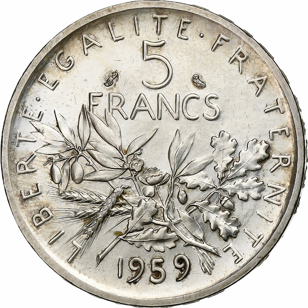 France, 5 Francs, Semeuse, 1959, Grand 5, Monnaie de Paris, Pattern, Argent, SPL